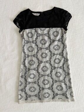 Maggy London Black Bodice White Lace Overlay Mini Dress